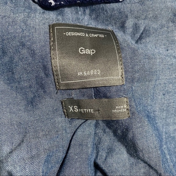 Gap Tweed Moto Navy Blue White Print Zipper Jacket - Picture 6 of 6